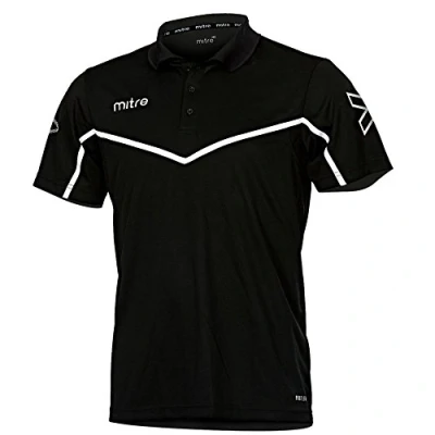 Image of Mitre Men Primero Football Training Polo Shirt Black/White X Large