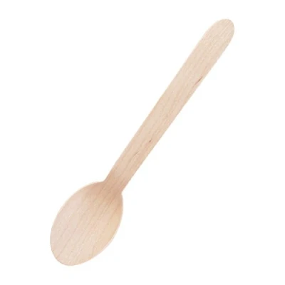 Image of Plastico CD904 Wooden Dessert Spoon (Pack of 100) Brown