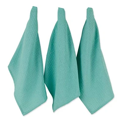 Image of DII Dish Towel Set, Cotton, Aqua, 18x26