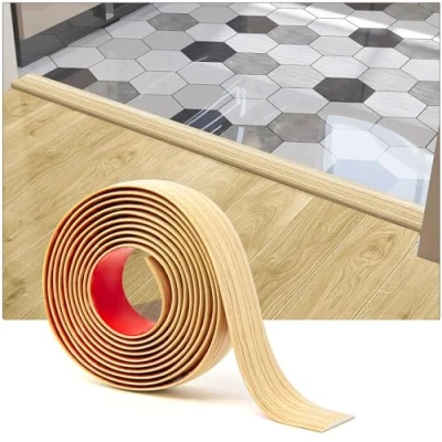 Image of Art3d Self Adhesive Vinyl Floor Transition Strip, Laminate Strip Flat Divider for Joining Gaps,Carpet Threshold Transition,Floor Tiles（10 FT, 1.57in, Aspen Yellow）
