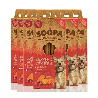Image of Soopa Dental Sticks Cranberry and Sweet Potato 6 Pack