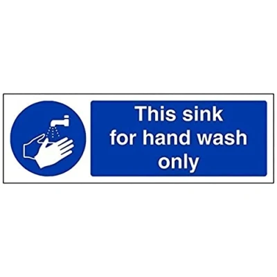 Image of V Safety 44055AX R This Sink For Hand Wash Only Sign Landscape 300mm x 100mm 1mm Rigid Plastic, Blue