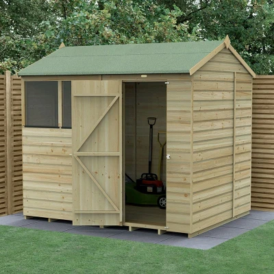 Image of 8&#039; x 6&#039; Forest Beckwood 25yr Guarantee Shiplap Pressure Treated Reverse Apex Wooden Shed (2.42m 1.99m)