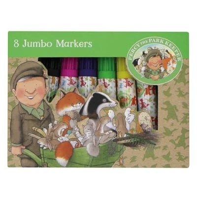 Image of Robert Frederick Set of 8 Jumbo Marker Pens for Children Percy the Park Keeper Design Perfect Ages 3 Years Upward