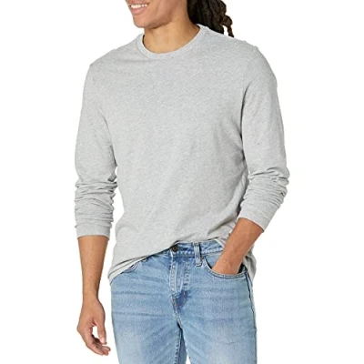 Image of Amazon Essentials Men&#039;s Slim Fit Long Sleeve T Shirt, Light Grey Heather, S