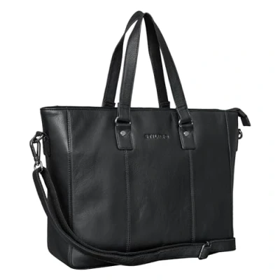 Image of STILORD &#039;Emmeline&#039; Leather Business Tote Bag for Women Elegant Work Office Uni Satchel 13.3 Inch MacBook Purse from Genuine Leather, Colour:black