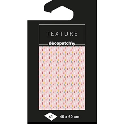 Image of Décopatch Ref TD784C Texture Collection Pink Multicoloured Droplet Pattern Contains 1 Sheet of 40 x 60cm Textured Paper, Foil Printing for Metallic Effects