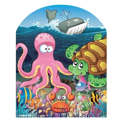 Image of Star Cutouts SC764 Under the Sea Cardboard Cutout Stand In with Octopus, Turtle, Crab and Fish Perfect for Children&#039;s Theme Parties Height 118cm