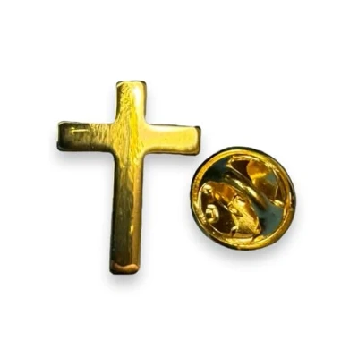 Image of Religious Cross Lapel Pin Badge (Gold)