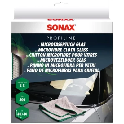 Image of SONAX Microfibre Cloth Glass (Pack of 3) Absorbent and Lint Free for Streak Cleanliness Windows Surfaces/Item No. 04515410