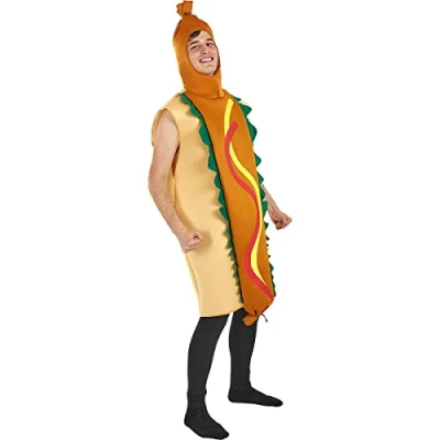 Image of Funidelia Hot Dog Costume for men and women Food, Drink, Funny adults accessory fancy dress &amp; props Halloween, carnival parties One Size Brown