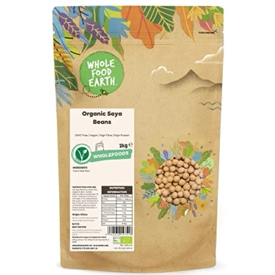 Image of Wholefood Earth Organic SOYA Beans 2kg GMO Free Vegan High Fibre Protein Certified