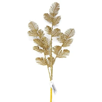 Image of Tall Glittered Artificial Fern Leaf Spray x 72cm Gold or Silver (Gold)