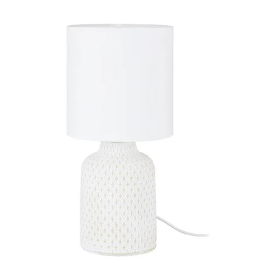 Image of Eglo Bellariva Table lamp, Bedside lamp Made of Ceramic in Cream, Textile White, Living Room with Switch, E14 Socket