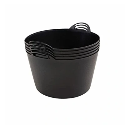 Image of BiGDUG Plastic Flexi Tubs (65 Litre) Pack of 5 Black Heavy Duty Flexible Storage Bucket Multi Purpose Round Container