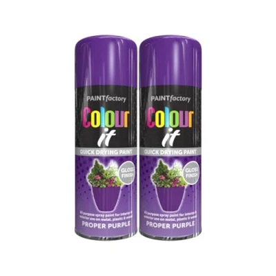 Image of PNJB All Purpose Purple Gloss Spray Paint, Interior and Exterior Application, Quick Drying, Compact &amp; Convenient, Finish for Metal, Plastic, Wood,250ML, (2PCS)