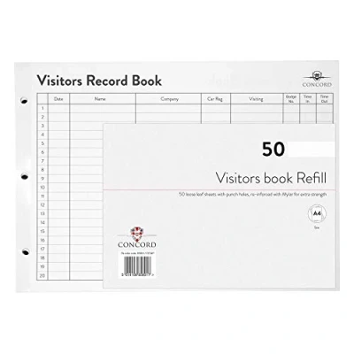 Image of Concord CD14P Refill for Visitors Book 50 Sheets 2000 Entries 230x355mm Ref 85801, black