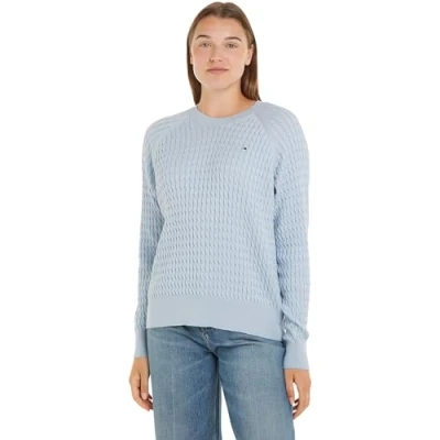Image of Tommy Hilfiger Women Jumper Sweater Knitted, Blue (Breezy Blue), S