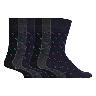Image of Gentle Grip Sock Shop 6 Pairs Mens Loose Soft Top Non Elastic Bamboo Socks (6 11 UK, SOMRM05)
