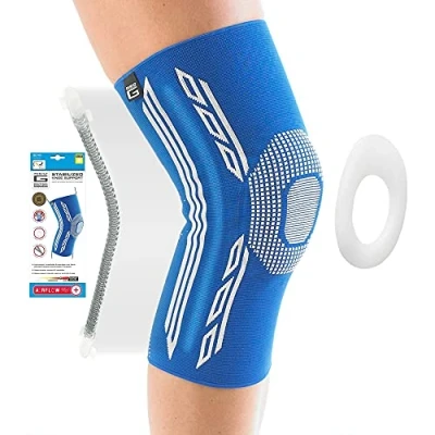 Image of Neo G Knee Support Brace with Silicone Patella Cushion and Spiral Stays for Joint Pain Relief Injury Meniscus Tear Sprains Runners Compression Sleeve Airflow Plus M