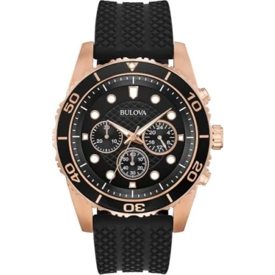 Image of Bulova Men&#039;s Analogue Quartz Watch with Rubber Strap 98A192