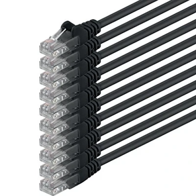 Image of 1m Cat 6 Ethernet Cable Gigabit RJ45 LAN Patch Cord Compatible with Internet, Router, Modem, Smart TV, PC &amp; Laptop Switch Modem black 10 pieces