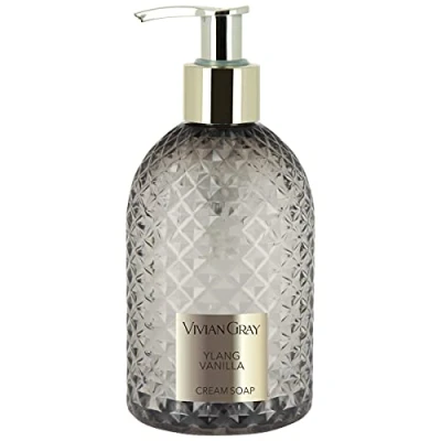 Image of VIVIAN GRAY 3520 Gemstone Soap Dispenser with Cream Ylang &amp; Vanilla, Grey (300 ml)