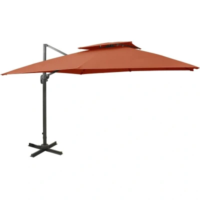 Image of vidaXL Cantilever Garden Parasol with Double Top 300x300 cm Terracotta