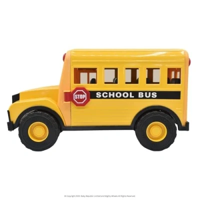 Image of Mighty Wheels Steel American School Bus Toy 16&quot; Large Free wheeling with Movable Front and Rear Doors Durable Plastic Vehicle Toys for 3+ Year Old Boys Girls