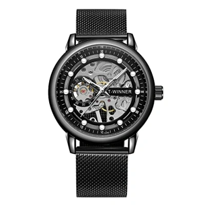 Image of FORSINING Men&#039;s Vintage Mechanical Magnetic Band Chronograph Waterproof Skeleton Dial Watch (1 Black)