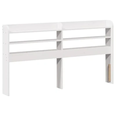 Image of vidaXL Solid Pine Wood Bed Headboard with Shelves White 120 cm Wide Bedroom Space Saver Ample Storage Freestanding Design