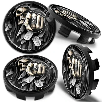 Image of Biomar Labs 4 x 68mm Wheel Centre Alloy Hub Center Caps Compatible with BMW 36136783536 Hubcaps Skull CB 33
