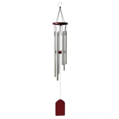 Image of Alnicov Wind Chimes Outdoor,Small Bells with 6 Aluminum Tubes,Wooden Bell for Garden Patio Outdoor Red Wood Color