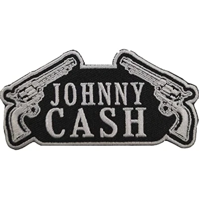 Image of Johnny Cash Patch Gun Official Black woven Sew on 90 x 45mm One Size