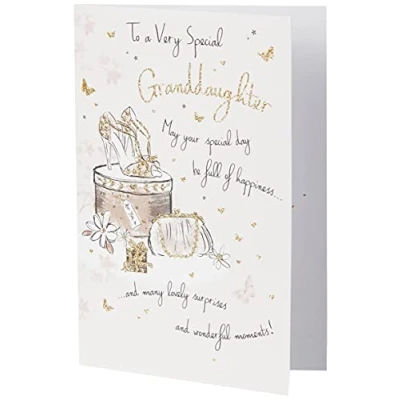 Image of Piccadilly Greetings Group Ltd LOVELY GLITTER COATED TO A VERY SPECIAL GRANDDAUGHTER BIRTHDAY GREETING CARD, White Smoke, 7 x 5 inches