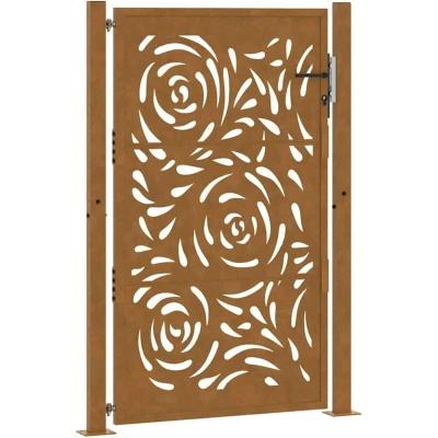Image of vidaXL Garden Gate 105x155 cm Weathering Steel Flame Design