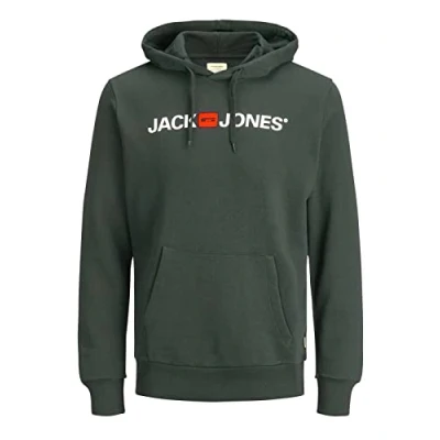 Image of JACK &amp; JONES Male logo hoodie, Green (Rosin/Reg Fit Melange), XS