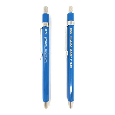 Image of KOH I NOOR Versatil 5228 Set of 2, Metal Mechanical Pencils with Sharpener, Lead 2mm Blue
