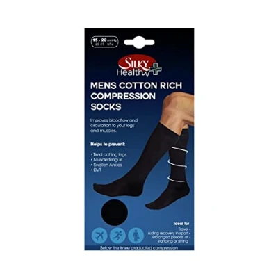 Image of Undercover Mens Silky Cotton Rich Compression Socks Black Medium