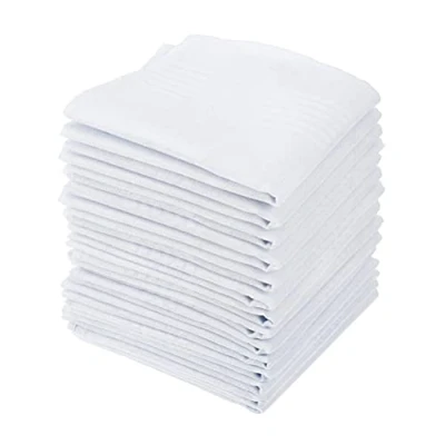 Image of DODUOS 15 Pieces Men&#039;s White Handkerchiefs, Soft Cotton Handkerchief, 15.7 * 15.7in Mens Pure Handkerchiefs Hankies Large Pocket Squares for Gentle Men