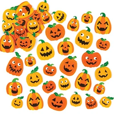 Image of Baker Ross ET654 Pumpkin Foam Stickers for Kids&#039; Crafts and Art Projects, Cards, Party Bags, Decorations (Pack of 128)