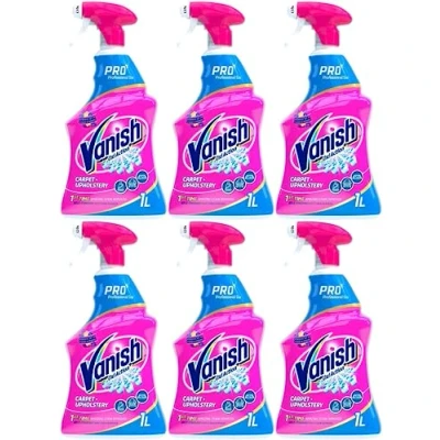 Image of Vanish Professional Oxi Action Carpet and Upholstery stain Remover Spray 1L, 30 seconds removal, Eliminates even strong odours (6 x 1L Spray)