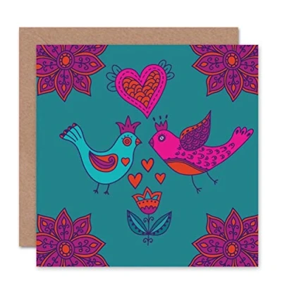 Image of Wee Blue Coo ORNATE LOVE BIRD THEME NEW ART GREETINGS GIFT CARD