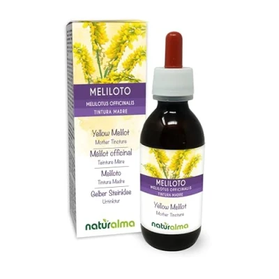 Image of Yellow Melilot or Sweet Clover (Melilotus officinalis) herb with Flowers Alcohol Free Mother Tincture Naturalma Liquid Extract Drops 120 ml Food Supplement Vegan