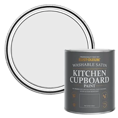 Image of Rust Oleum Grey Scrubbable Kitchen Cupboard Paint in Satin Finish Monaco Mist 750ml