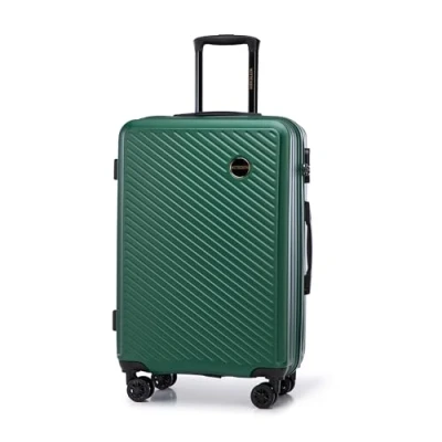 Image of WITTCHEN Travel Suitcase Carry On Cabin Luggage Hardshell Made of ABS with 4 Spinner Wheels Combination Lock Telescopic Handle Circle Line Set 3 suitcases Green