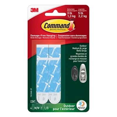 Image of Command 17615AW ES E 051141976914 Outdoor Refill, White, 4 Strips