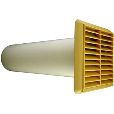Image of Through Wall Fan Vent Grille Cover &amp; Solid Ducting Pipe Kit 100mm for Extractor (Cotswold Sand)
