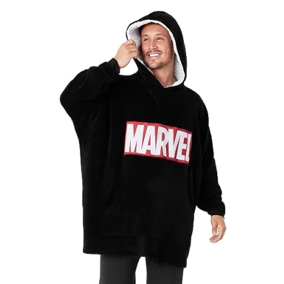 Image of Marvel Oversized Hoodie Blanket for Men and Teenagers Avengers Black Panther Captain America Iron Man Gifts (Black)