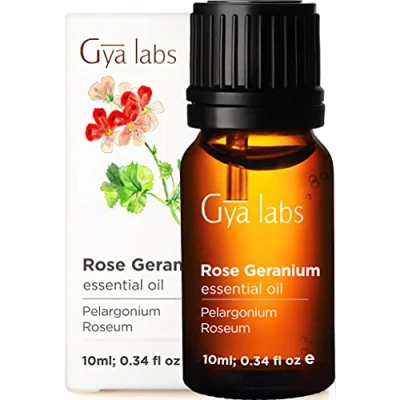 Image of Gya Labs Rose Geranium Essential Oil for Skin Diffuser Aromatherapy, Self Care &amp; Candle Making Freshly Floral Scent 100% Natural (10ml)